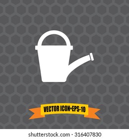 Vector Icon of Watering can on Dark Gray Background. Eps.10.
