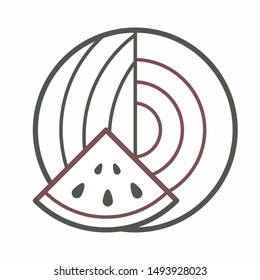 Vector icon watermelon and slice of watermelon, logo.
