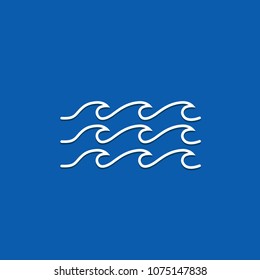 Vector icon waves.Ocean water.Abstract sea icon logo.Stylized ocean waves.Abstract aqua beach blue.Concept curve design.Blue background.minimal ocean wave