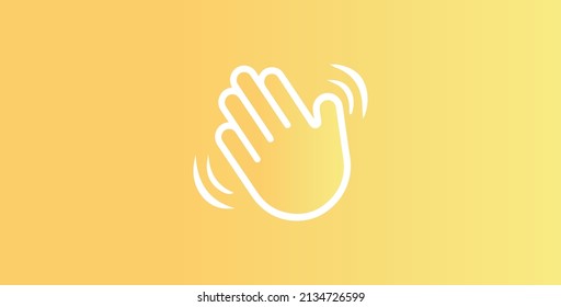 vector icon of waving hand. hello hi gesture symbol on yellow background. vector eps 10.