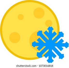 vector icon weather cold night full moon