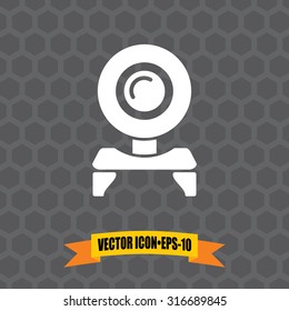 Vector Icon of Web Cam on Dark Gray Background. Eps.10.