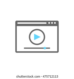 Vector icon of Web video, on-line video and video player isolated on white background