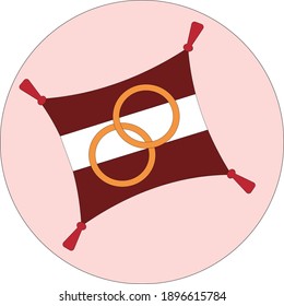 
Vector icon for wedding ceremony. Rings on the pillow. Wedding, wedding. Icon for weddings, business