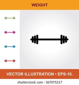 Vector Icon Of Weight With Title & Small Multicolored Icons. Eps-10.