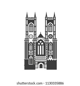 Vector Icon Westminster Abbey. Silhouette On White Background.