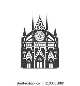 Vector Icon Westminster Abbey. Silhouette On White Background.