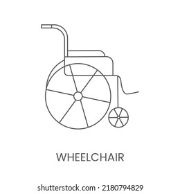 Icono de vectores en silla de ruedas, ilustración lineal.
