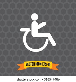 Vector Icon of Wheelchair on Dark Gray Background. Eps.10.