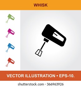 Vector Icon Of Whisk With Title & Small Multicolored Icons. Eps-10.