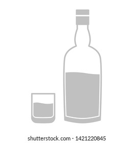 vector icon with whiskey bottle and glass