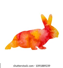 vector, icon, white background, watercolor silhouette hare
