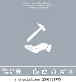 Icono de Vector de color blanco sobre un fondo gris