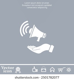 Icono de Vector de color blanco sobre un fondo gris