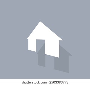 Vektorsymbol von weißer Farbe mit Schatten auf grauem Hintergrund