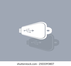 Vector icon of white color with shadow on gray background