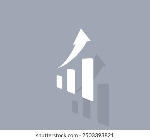 Vector icon of white color with shadow on gray background