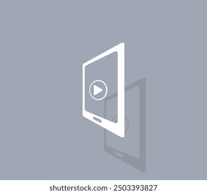 Icono de Vector de color blanco con sombra sobre fondo gris