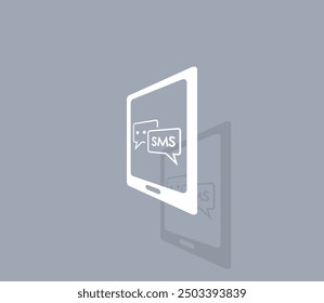 Icono de Vector de color blanco con sombra sobre fondo gris