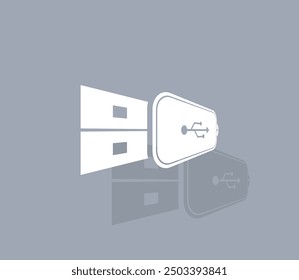Icono de Vector de color blanco con sombra sobre fondo gris
