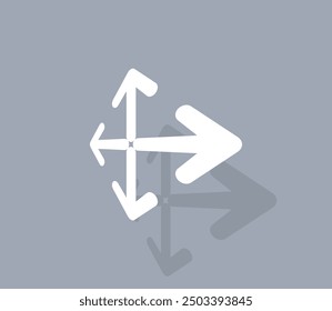 Vektorsymbol von weißer Farbe mit Schatten auf grauem Hintergrund