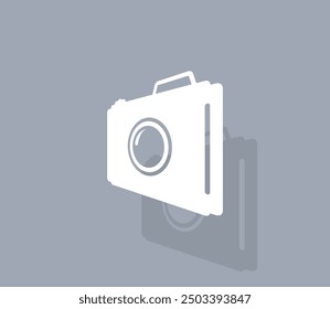 Vector icon of white color with shadow on gray background