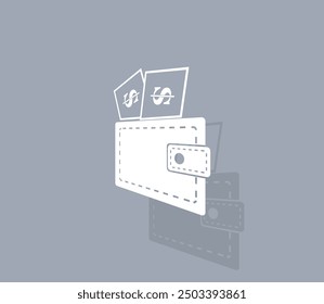 Vector icon of white color with shadow on gray background