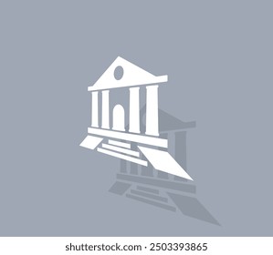 Vector icon of white color with shadow on gray background