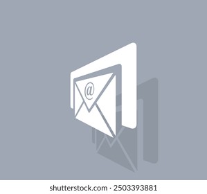 Vector icon of white color with shadow on gray background