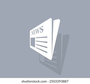 Icono de Vector de color blanco con sombra sobre fondo gris