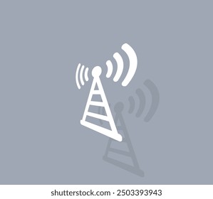 Vector icon of white color with shadow on gray background