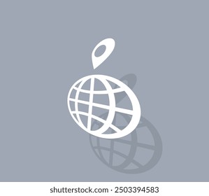 Vector icon of white color with shadow on gray background