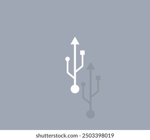 Icono de Vector de color blanco con sombra sobre fondo gris