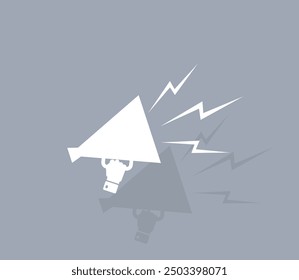 Icono de Vector de color blanco con sombra sobre fondo gris