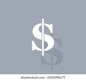 Vector icon of white color with shadow on gray background