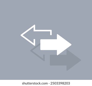 Icono de Vector de color blanco con sombra sobre fondo gris