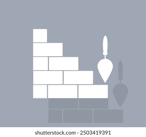 Vector icon of white color with shadow on gray background