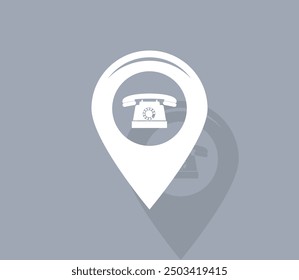 Icono de Vector de color blanco con sombra sobre fondo gris