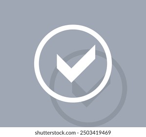 Icono de Vector de color blanco con sombra sobre fondo gris