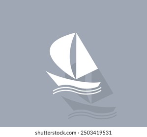 Vector icon of white color with shadow on gray background