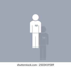 Vector icon of white color with shadow on gray background