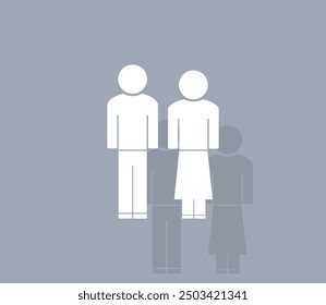 Icono de Vector de color blanco con sombra sobre fondo gris