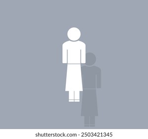 Vector icon of white color with shadow on gray background