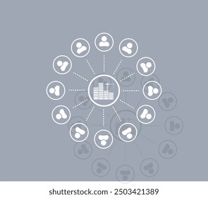 Vector icon of white color with shadow on gray background