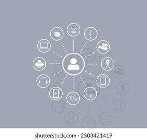 Icono de Vector de color blanco con sombra sobre fondo gris