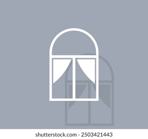 Vector icon of white color with shadow on gray background