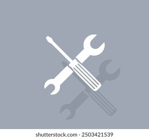 Icono de Vector de color blanco con sombra sobre fondo gris