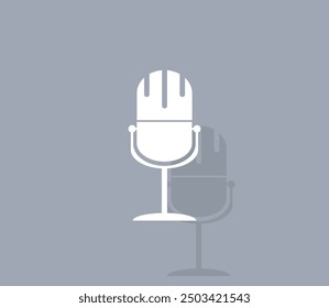 Vector icon of white color with shadow on gray background