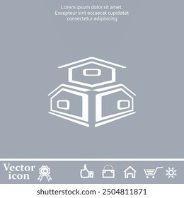 Vector icon of white color with shadow on gray background