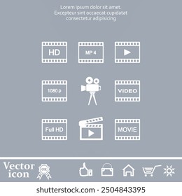 Vector icon of white color with shadow on gray background